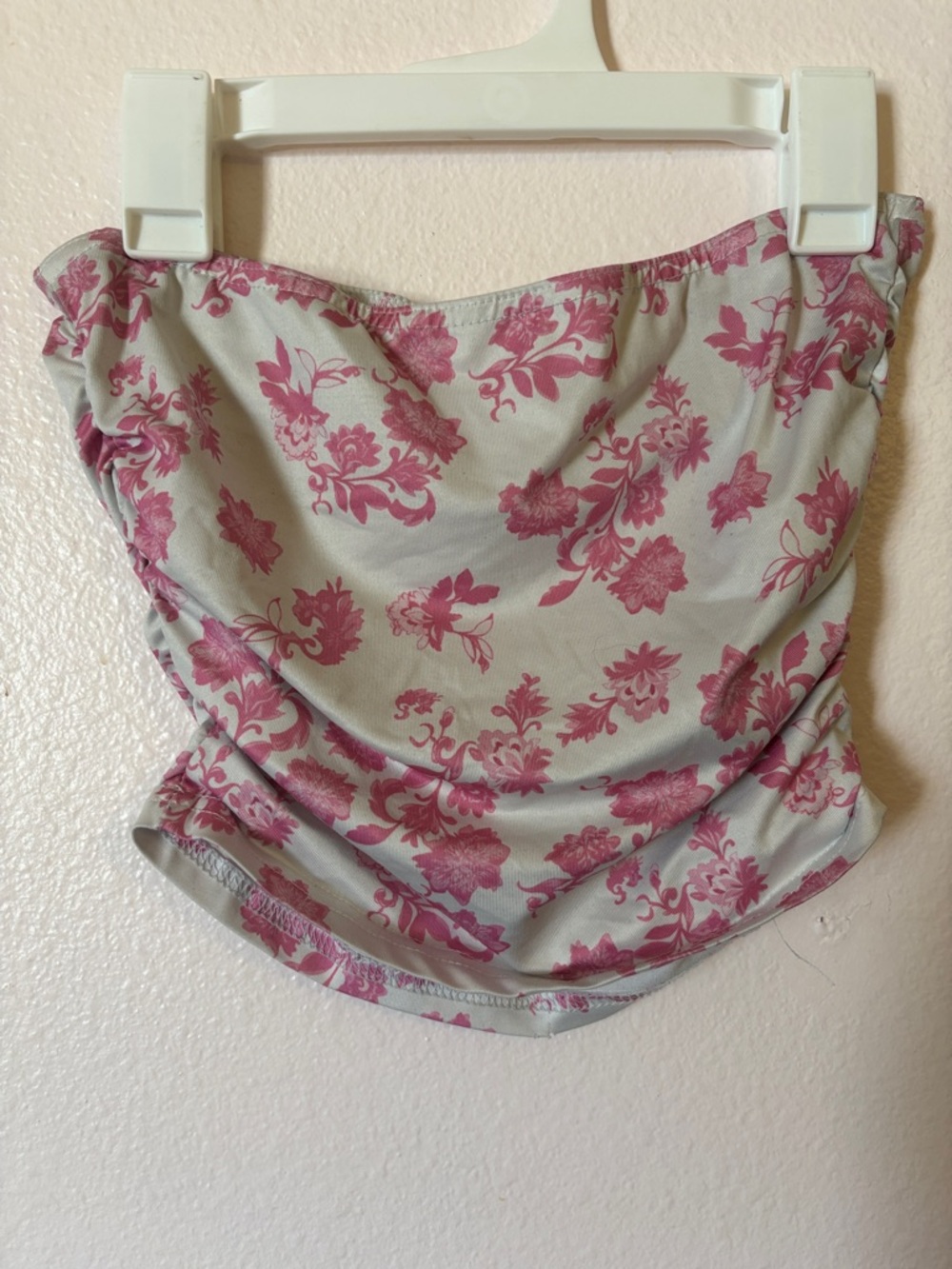 SHEIN Floral Tube Top White and Pink - Size XS